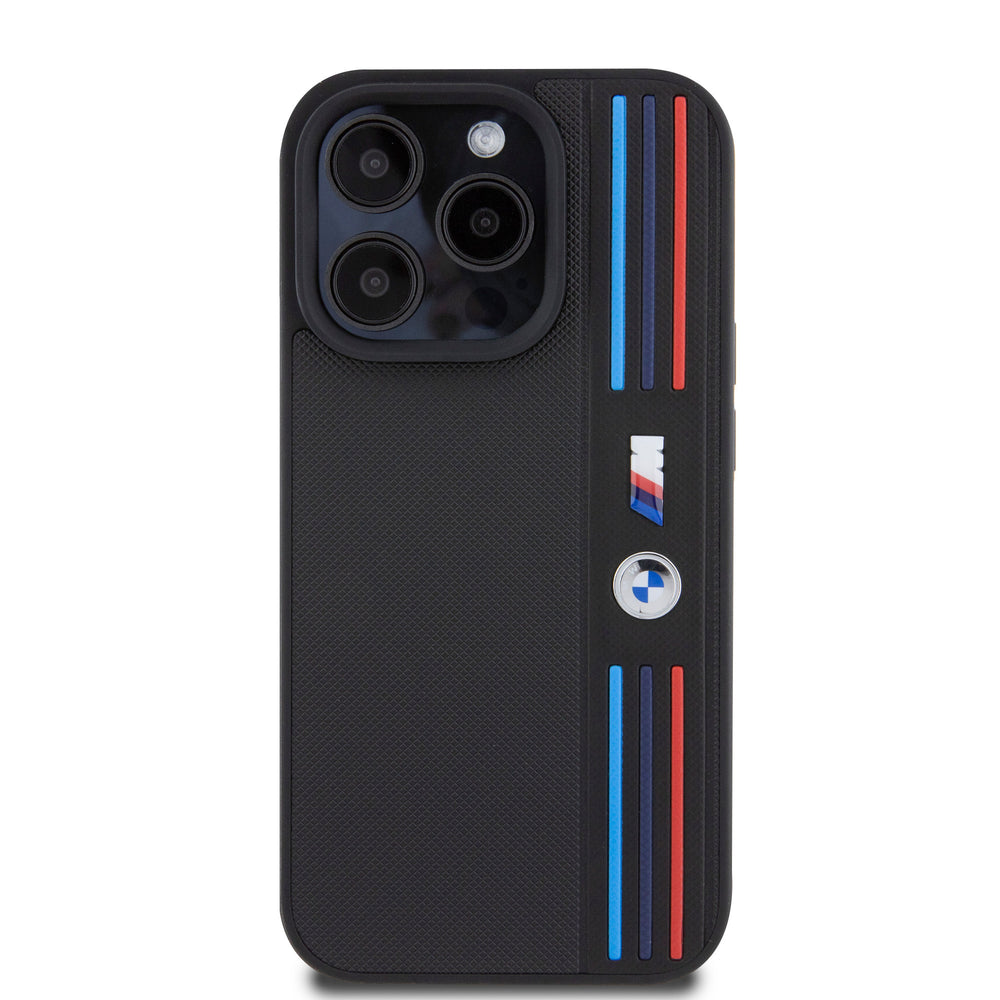 BMW iPhone 15 Pro Backcover hoesje - Mesh Tricolor Pattern - Zwart-Hoesjes-Ilumina Benelux