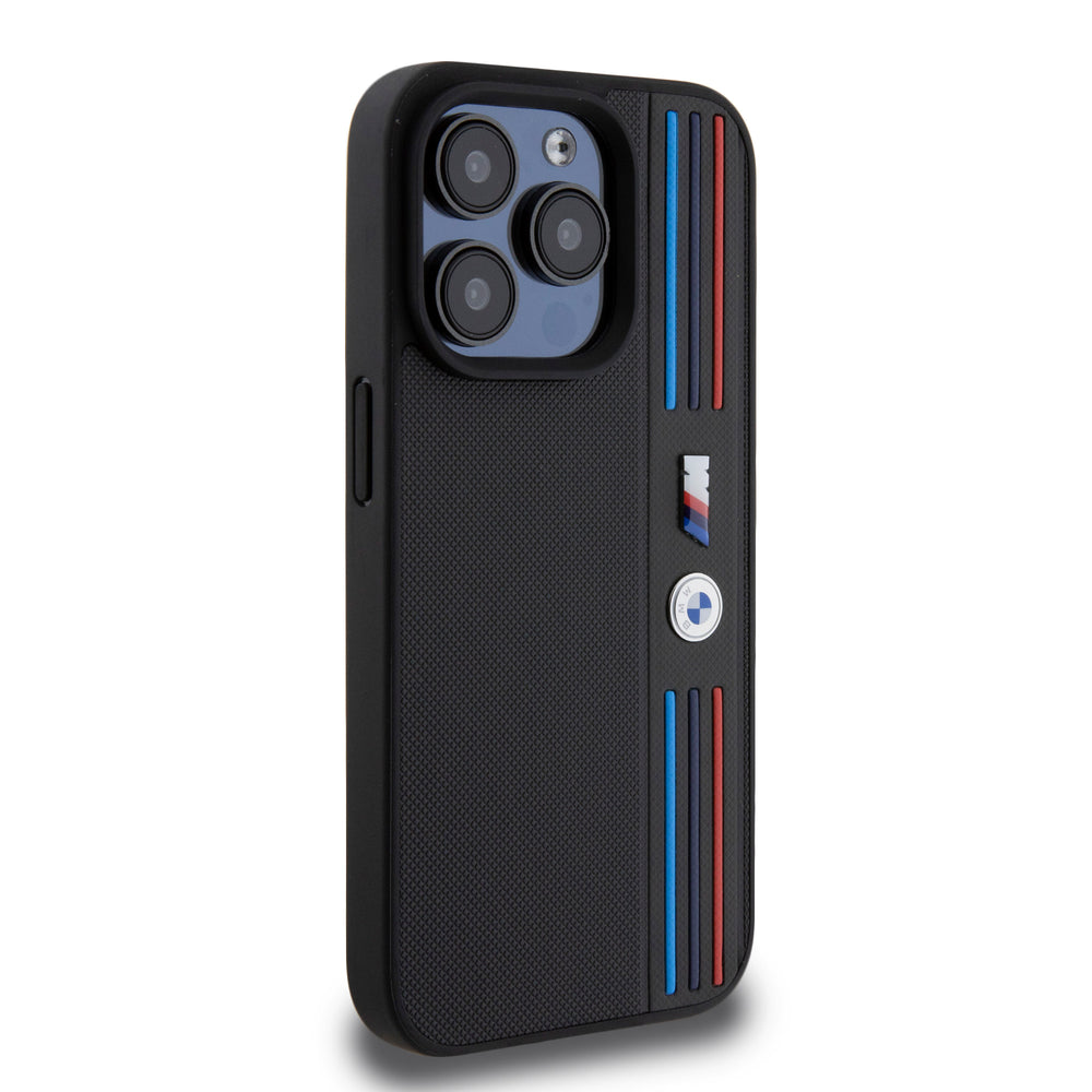 BMW iPhone 15 Pro Backcover hoesje - Mesh Tricolor Pattern - Zwart-Hoesjes-Ilumina Benelux