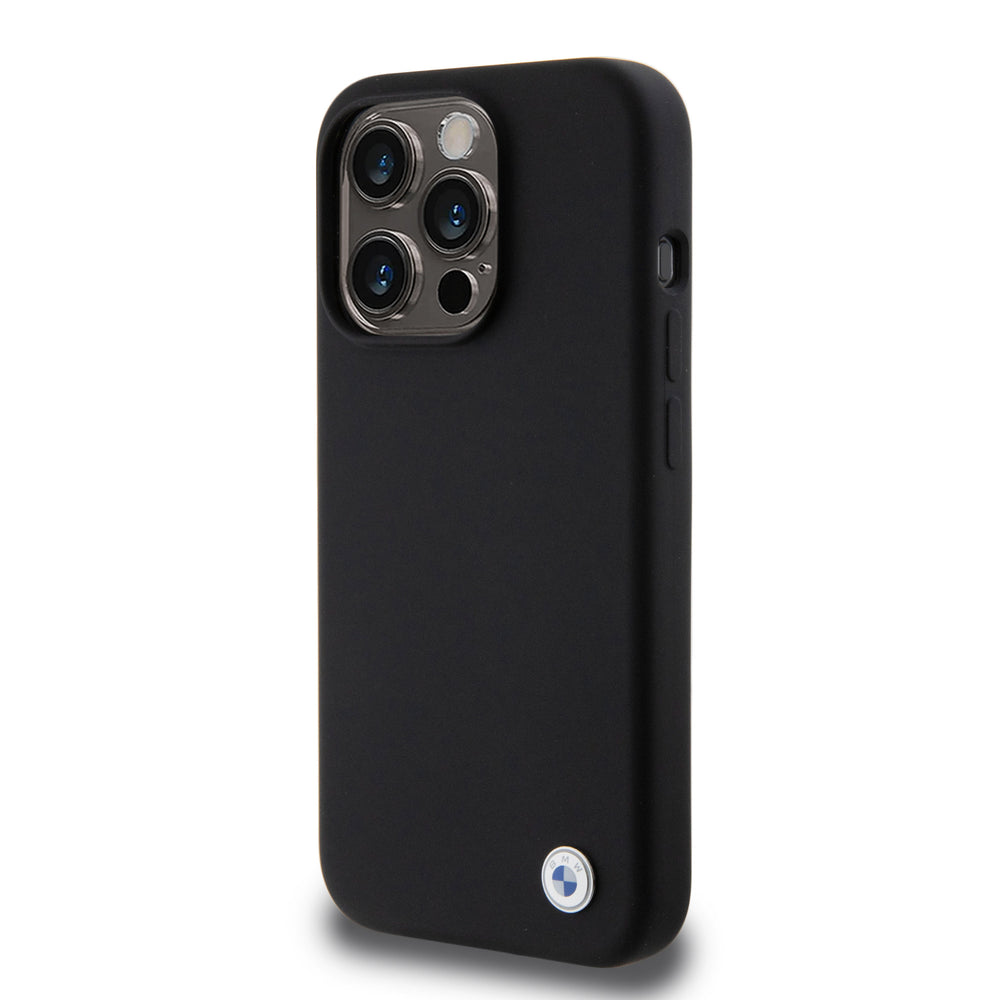 BMW iPhone 15 Pro Backcover hoesje - Metal Logo - Zwart-Hoesjes-Ilumina Benelux
