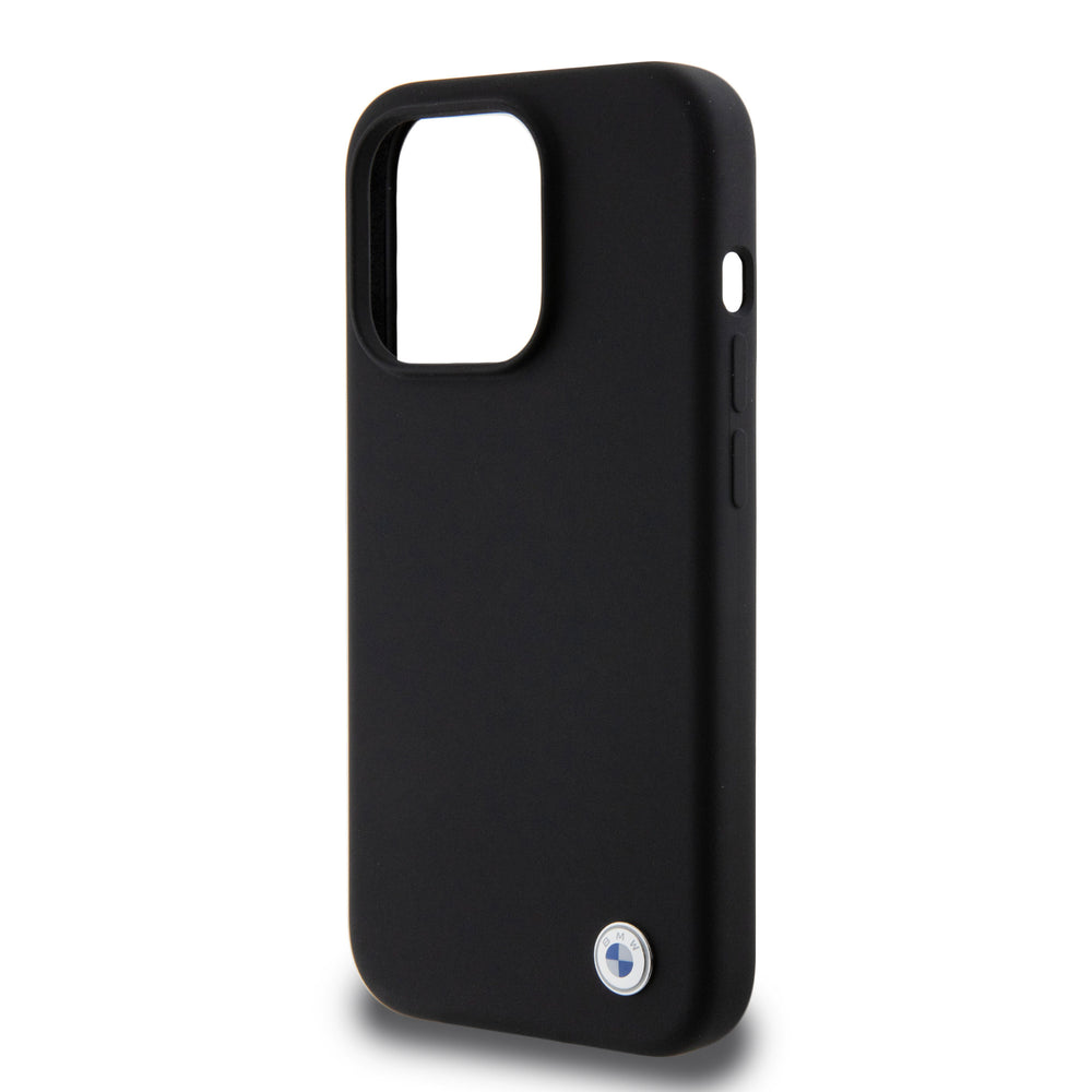 BMW iPhone 15 Pro Backcover hoesje - Metal Logo - Zwart-Hoesjes-Ilumina Benelux