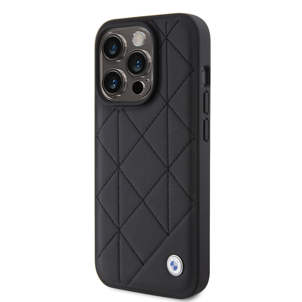BMW iPhone 15 Pro Backcover hoesje - Quilted Pattern - Zwart-Hoesjes-Ilumina Benelux