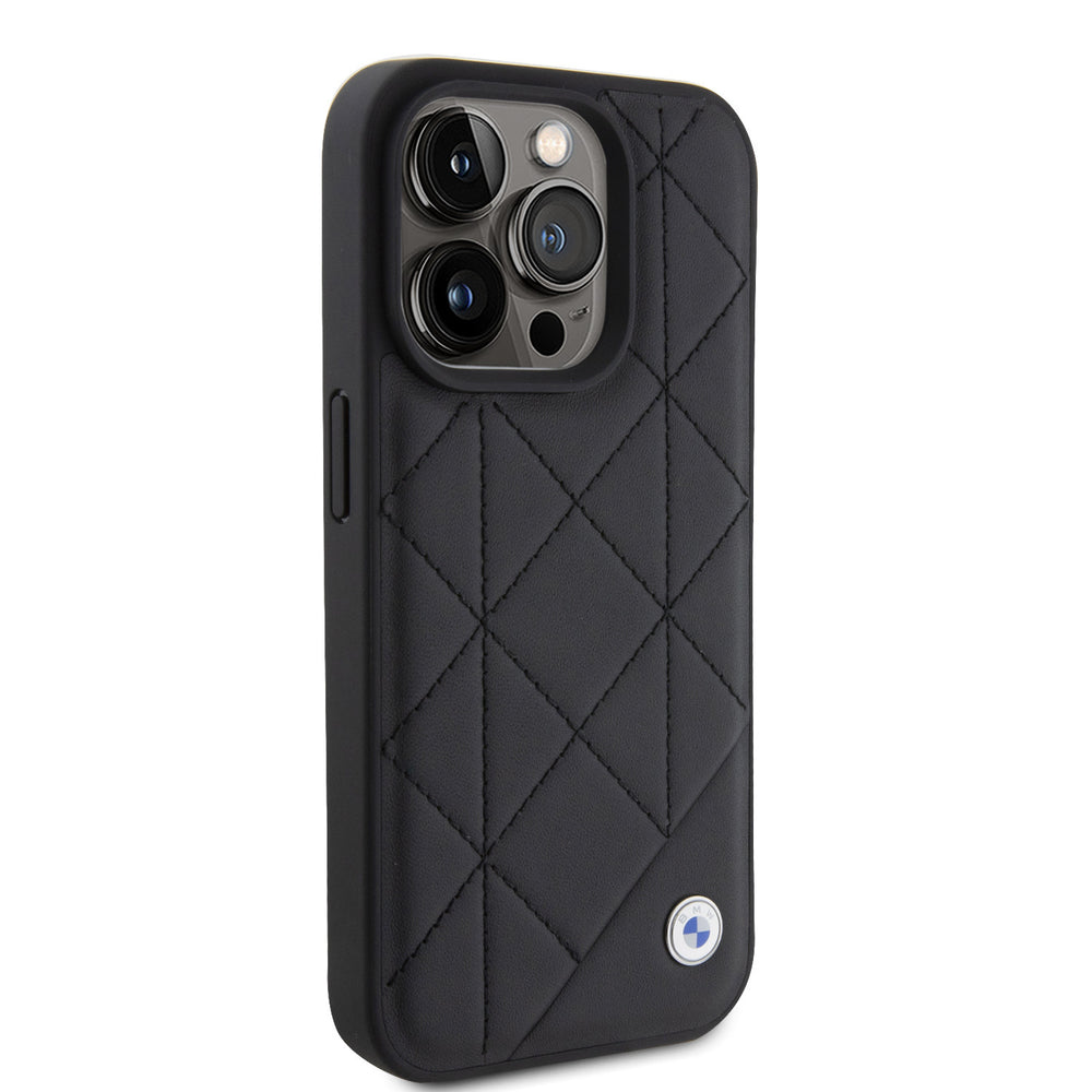 BMW iPhone 15 Pro Backcover hoesje - Quilted Pattern - Zwart-Hoesjes-Ilumina Benelux