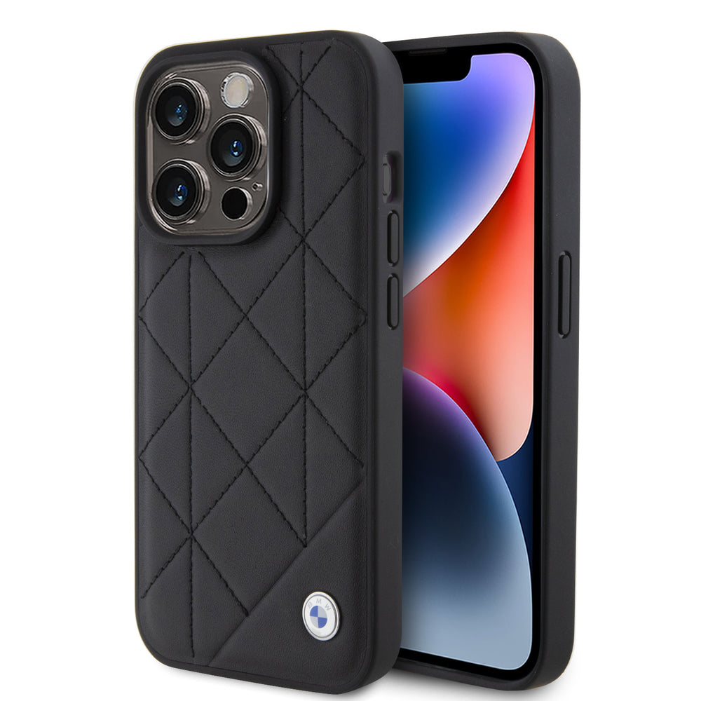BMW iPhone 15 Pro Backcover hoesje - Quilted Pattern - Zwart-Hoesjes-Ilumina Benelux