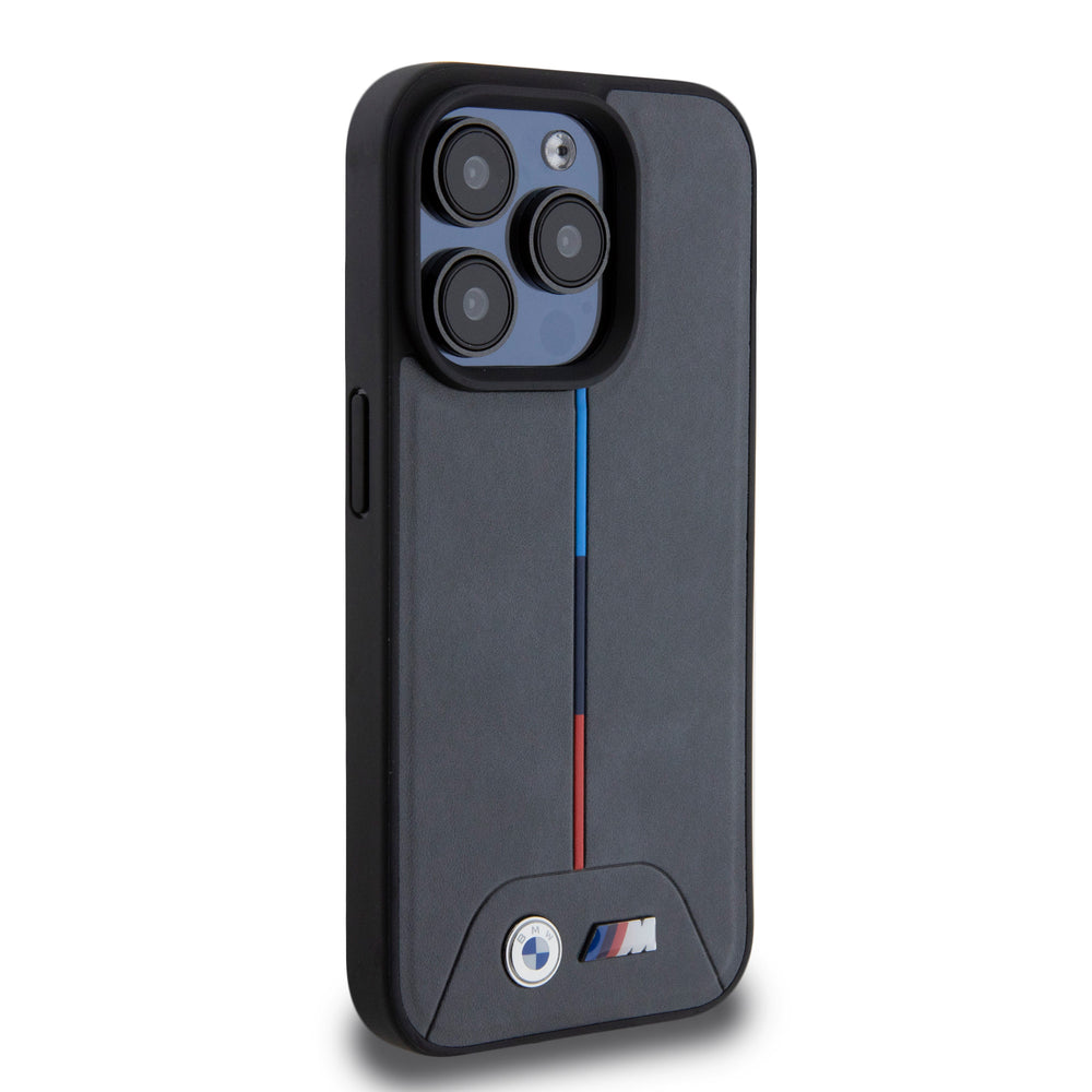 BMW iPhone 15 Pro Backcover hoesje - Quilted Tricolor Pattern - Grijs-Hoesjes-Ilumina Benelux