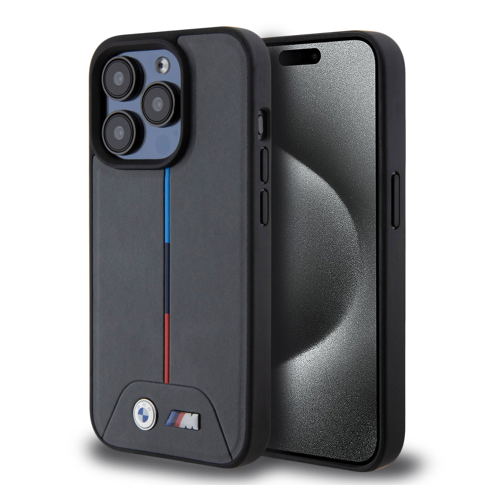 BMW iPhone 15 Pro Backcover hoesje - Quilted Tricolor Pattern - Grijs-Hoesjes-Ilumina Benelux