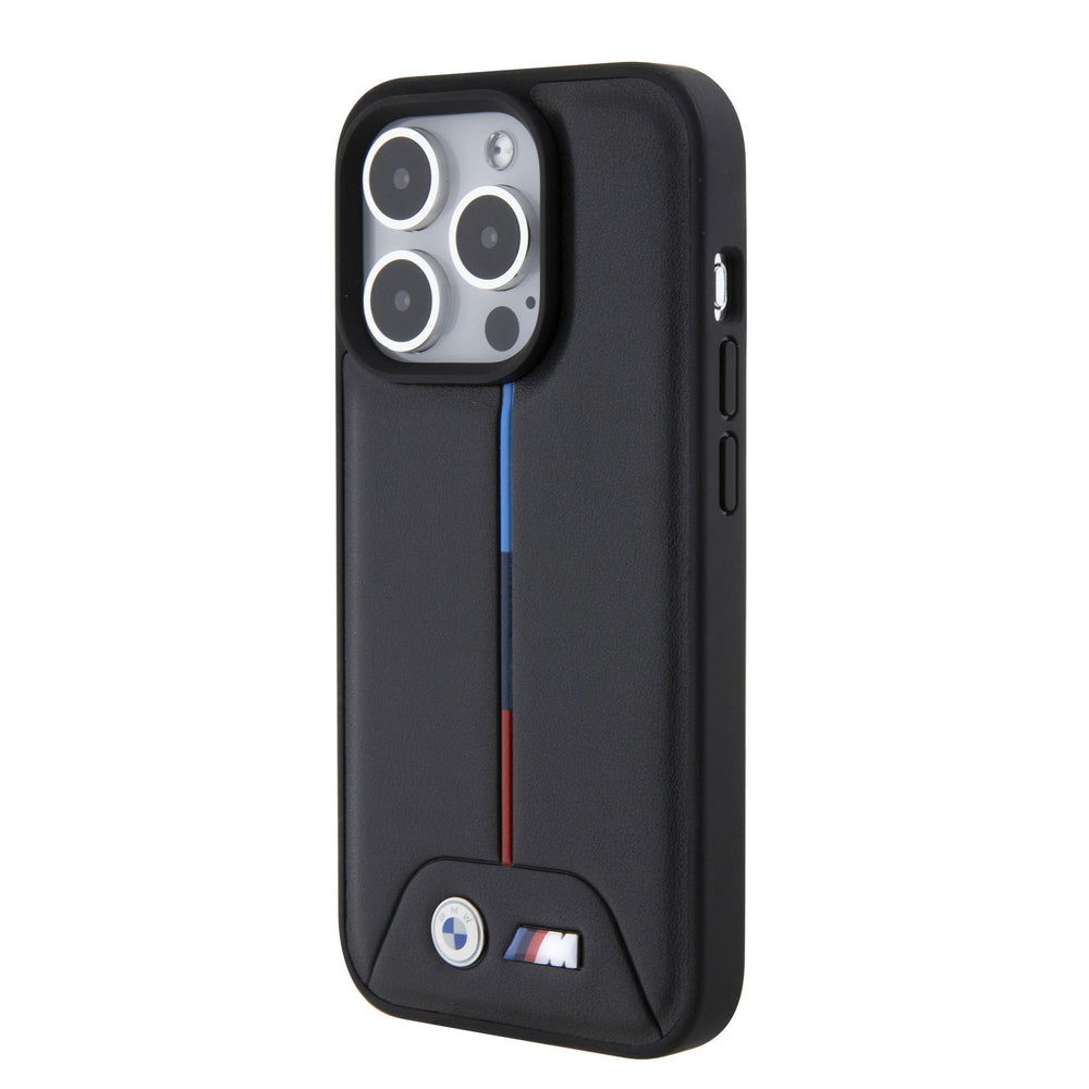 BMW iPhone 15 Pro Backcover hoesje - Quilted Tricolor Pattern - Zwart-Hoesjes-Ilumina Benelux