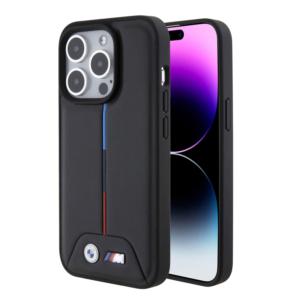 BMW iPhone 15 Pro Backcover hoesje - Quilted Tricolor Pattern - Zwart-Hoesjes-Ilumina Benelux