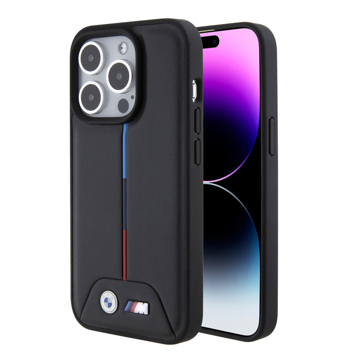 BMW iPhone 15 Pro Backcover hoesje - Quilted Tricolor Pattern - Zwart-Hoesjes-Ilumina Benelux