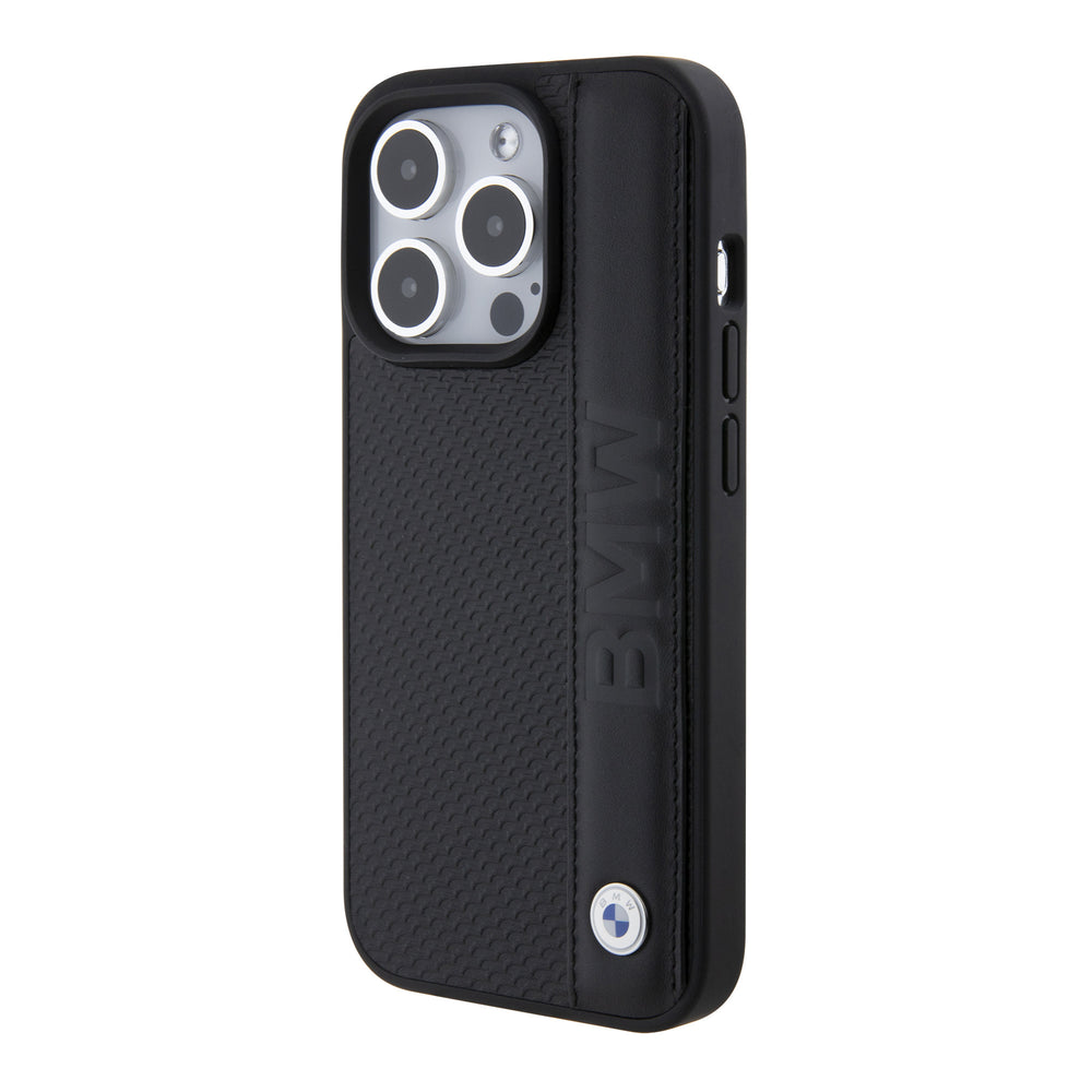 BMW iPhone 15 Pro Backcover hoesje - Textured & Stripe Design - Zwart-Hoesjes-Ilumina Benelux