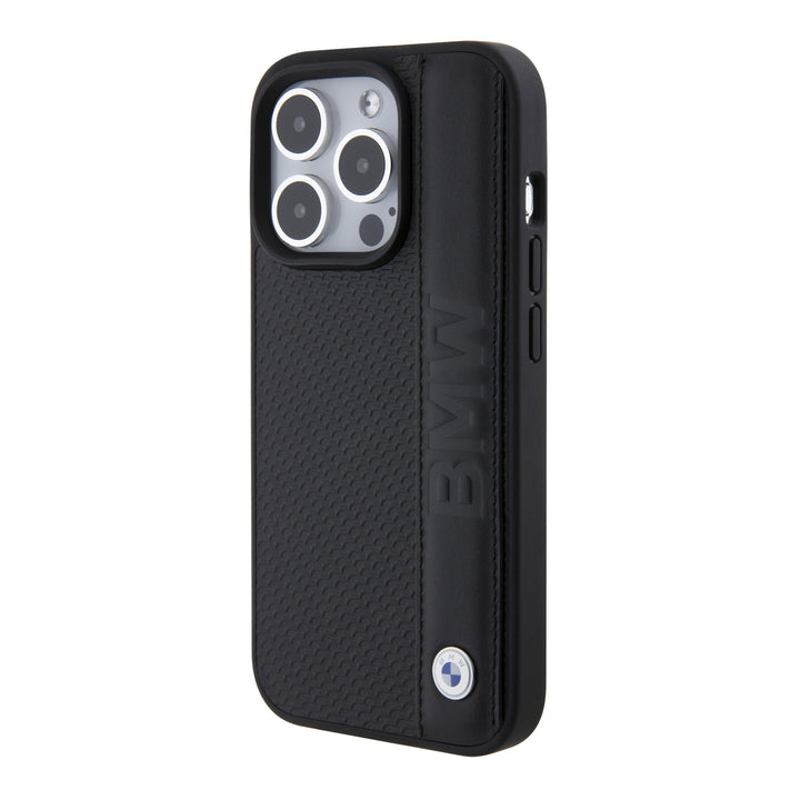 BMW iPhone 15 Pro Backcover hoesje - Textured & Stripe Design - Zwart-Hoesjes-Ilumina Benelux