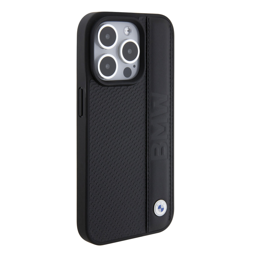 BMW iPhone 15 Pro Backcover hoesje - Textured & Stripe Design - Zwart-Hoesjes-Ilumina Benelux