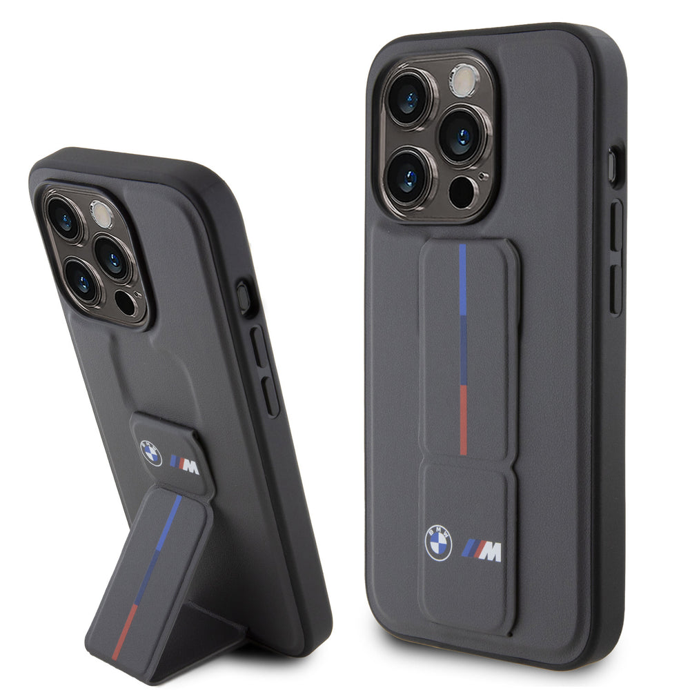 BMW iPhone 15 Pro Backcover hoesje - Tricolor Gripstand - Grijs-Hoesjes-Ilumina Benelux