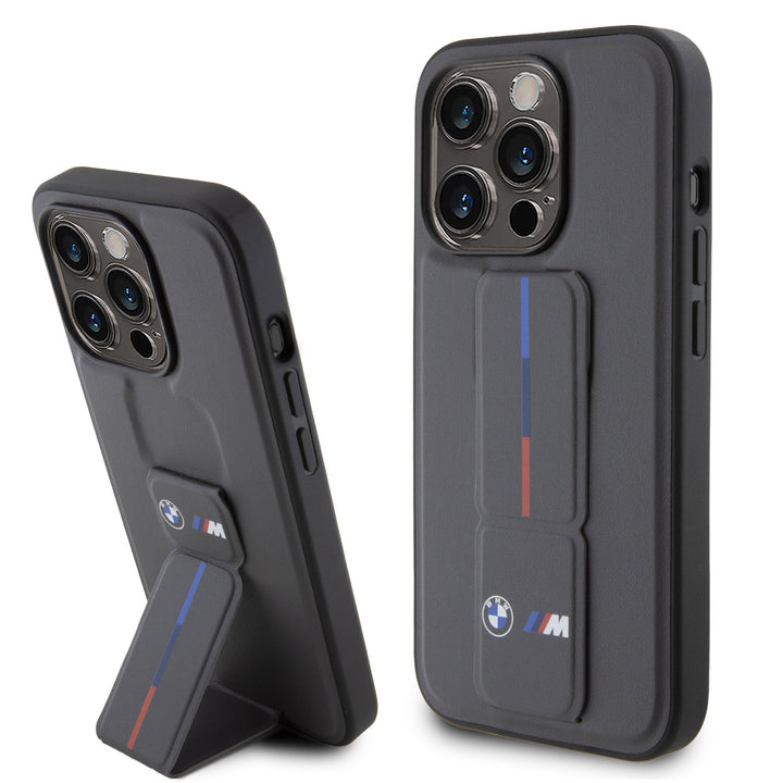 BMW iPhone 15 Pro Backcover hoesje - Tricolor Gripstand - Grijs-Hoesjes-Ilumina Benelux