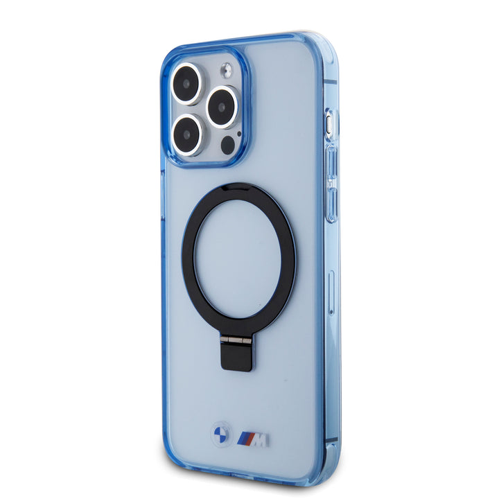 BMW iPhone 15 Pro Max Backcover hoesje - Magsafe - IML Ring Stand - Blauw-Hoesjes-Ilumina Benelux