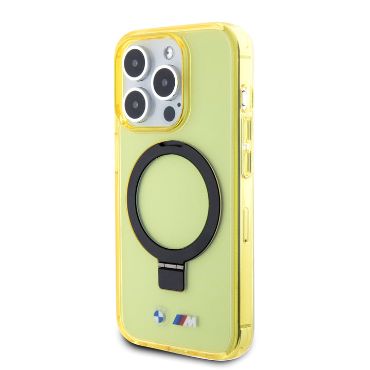 BMW iPhone 15 Pro Max Backcover hoesje - Magsafe - IML Ring Stand - Geel-Hoesjes-Ilumina Benelux