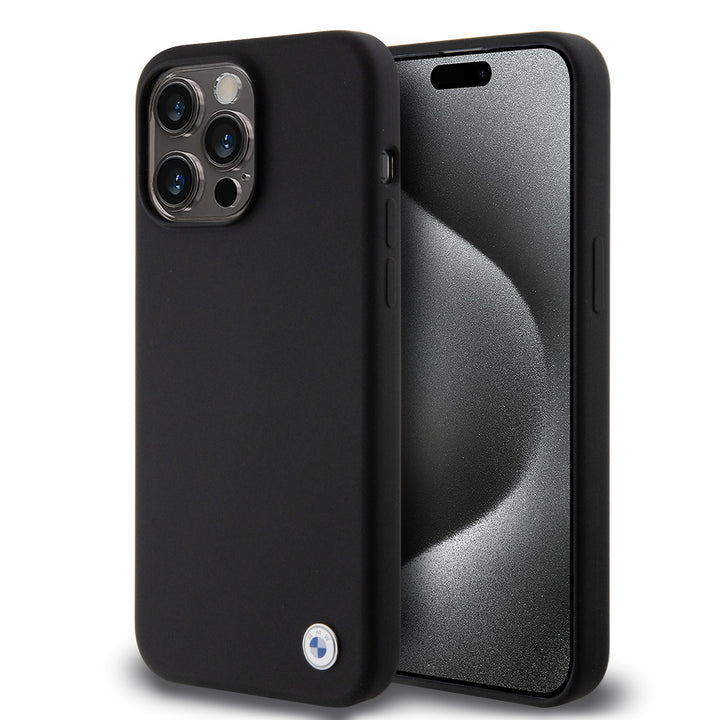 BMW iPhone 15 Pro Max Backcover hoesje - Metal Logo - Zwart-Hoesjes-Ilumina Benelux