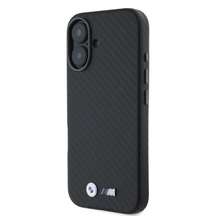 BMW iPhone 16 Backcover hoesje Carbon Wrapped - Zwart-Hoesjes-Ilumina Benelux
