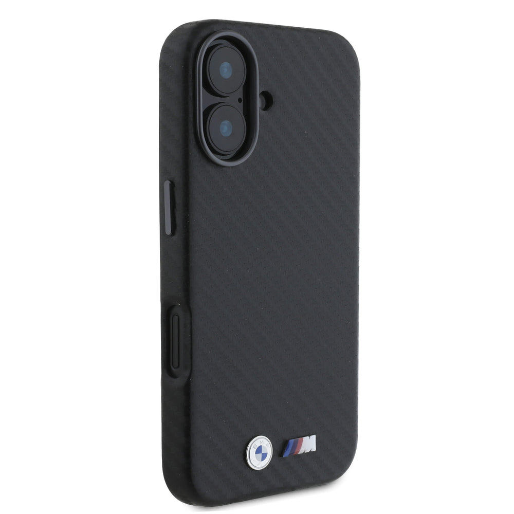 BMW iPhone 16 Backcover hoesje Carbon Wrapped - Zwart-Hoesjes-Ilumina Benelux