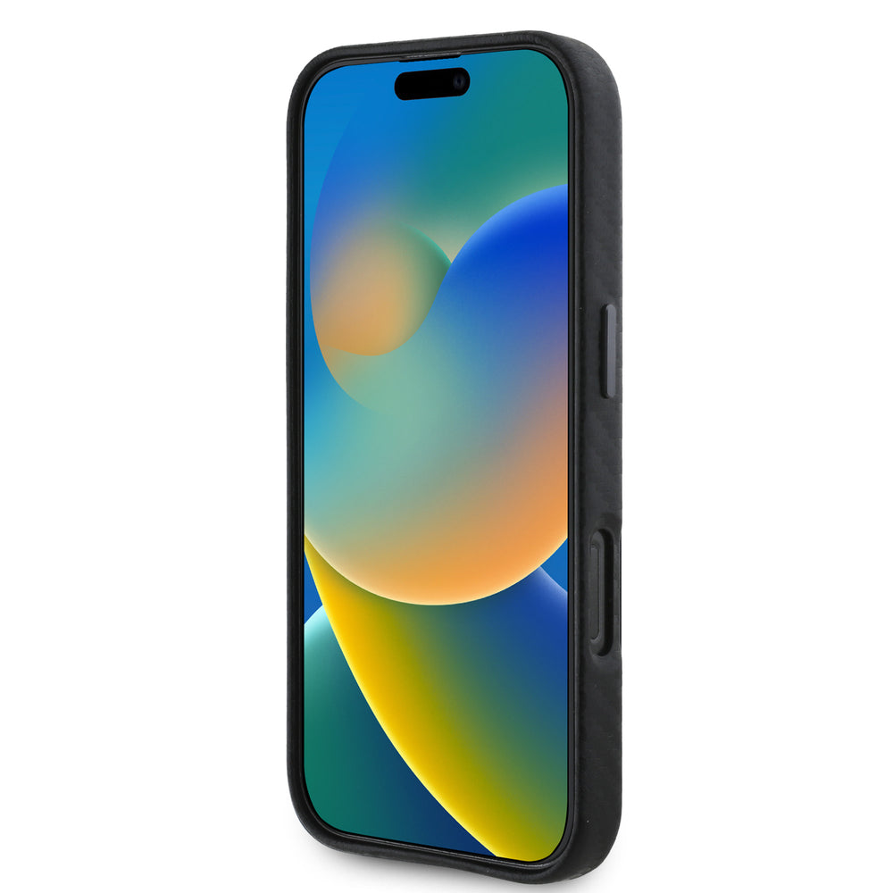 BMW iPhone 16 Backcover hoesje Carbon Wrapped - Zwart-Hoesjes-Ilumina Benelux