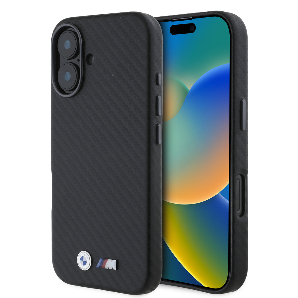 BMW iPhone 16 Backcover hoesje Carbon Wrapped - Zwart-Hoesjes-Ilumina Benelux
