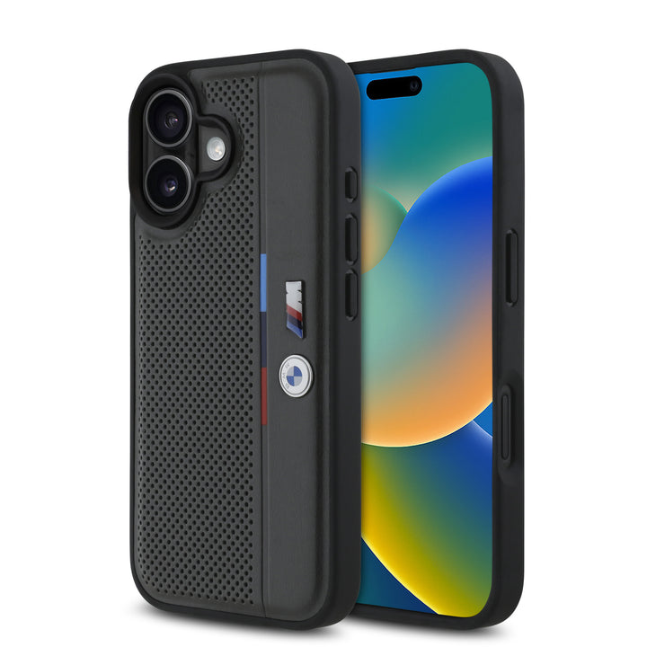 BMW iPhone 16 Backcover hoesje Tricolor Detail Line - Grijs-Hoesjes-Ilumina Benelux