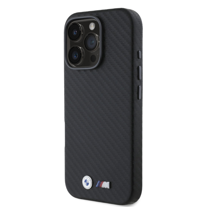 BMW iPhone 16 Pro Backcover hoesje Carbon Wrapped Metal - Zwart-Hoesjes-Ilumina Benelux
