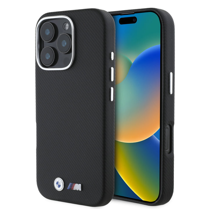 BMW iPhone 16 Pro Backcover hoesje M Edition Kevlar wrapped metal - Zwart-Hoesjes-Ilumina Benelux