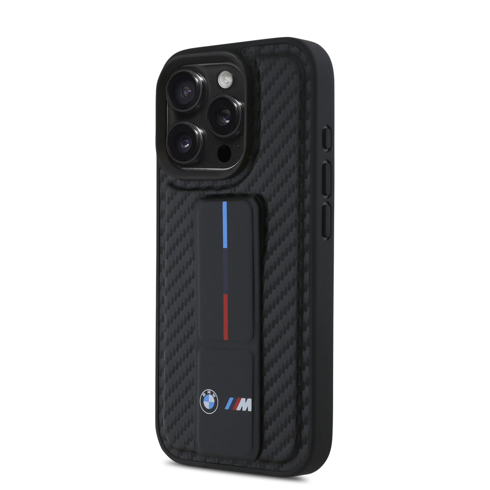 BMW iPhone 16 Pro Max Backcover hoesje Grip Stand Smooth and Carbon - Zwart-Hoesjes-Ilumina Benelux