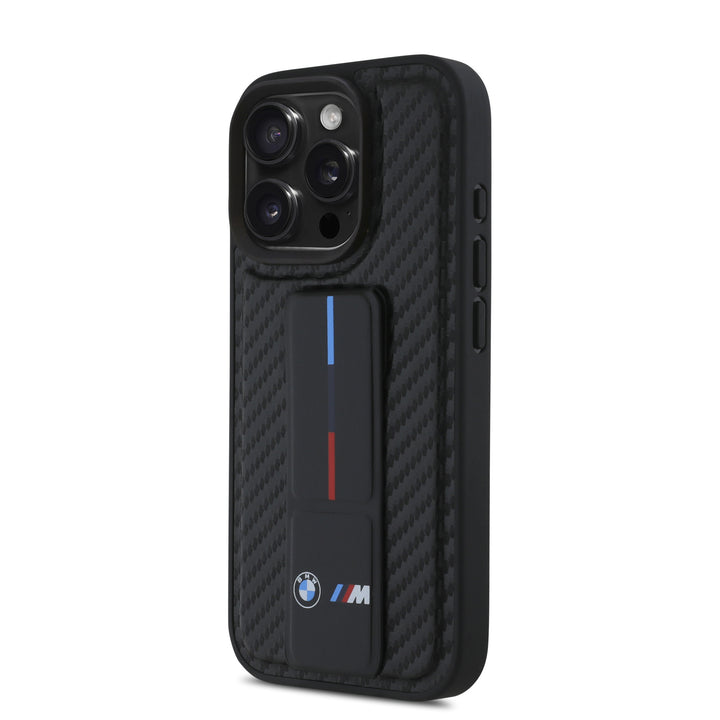 BMW iPhone 16 Pro Max Backcover hoesje Grip Stand Smooth and Carbon - Zwart-Hoesjes-Ilumina Benelux