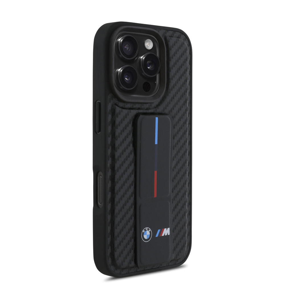 BMW iPhone 16 Pro Max Backcover hoesje Grip Stand Smooth and Carbon - Zwart-Hoesjes-Ilumina Benelux