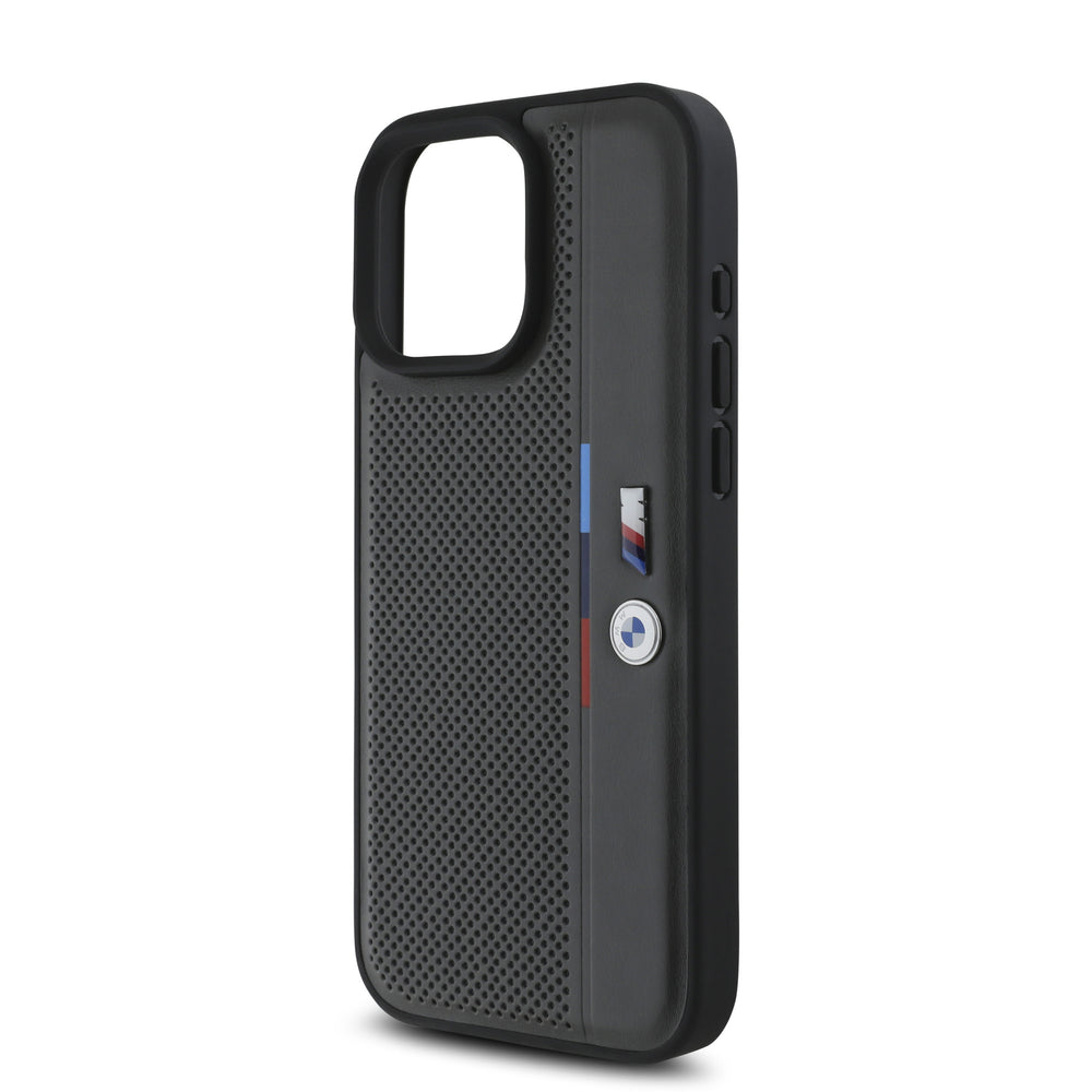 BMW iPhone 16 Pro Max Backcover hoesje Perforated Tricolor Detail Line - Grijs-Hoesjes-Ilumina Benelux
