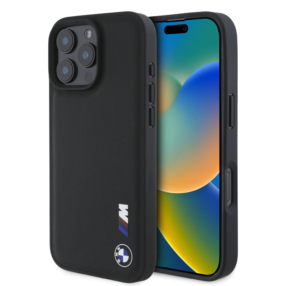 BMW iPhone 16 Pro Max Backcover hoesje Smooth Rubber Logo - Zwart-Hoesjes-Ilumina Benelux