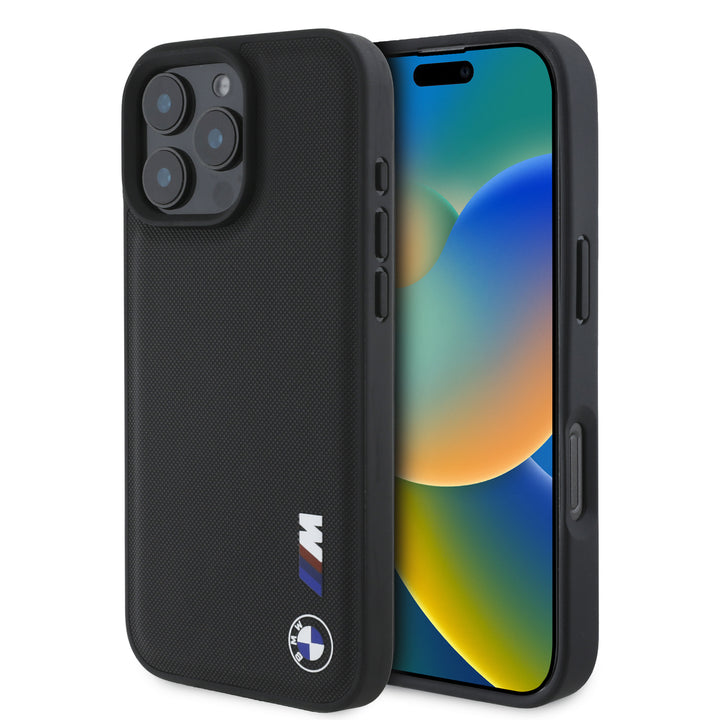 BMW iPhone 16 Pro Max Backcover hoesje Smooth Rubber Logo - Zwart-Hoesjes-Ilumina Benelux