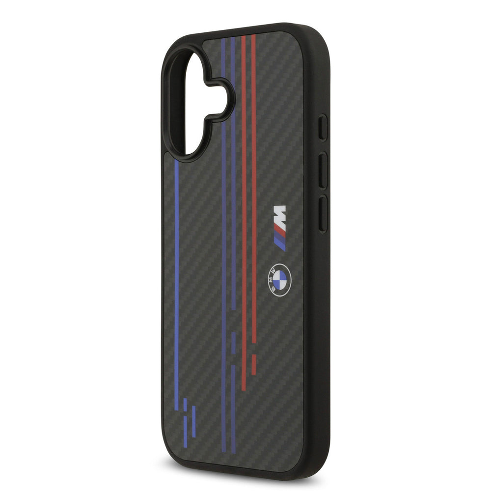 BMW iPhone 17 Backcover hoesje - MagSafe Kevlar Case With Printed Tricolor & Metal Logos - Zwart-Hoesjes-Ilumina Benelux
