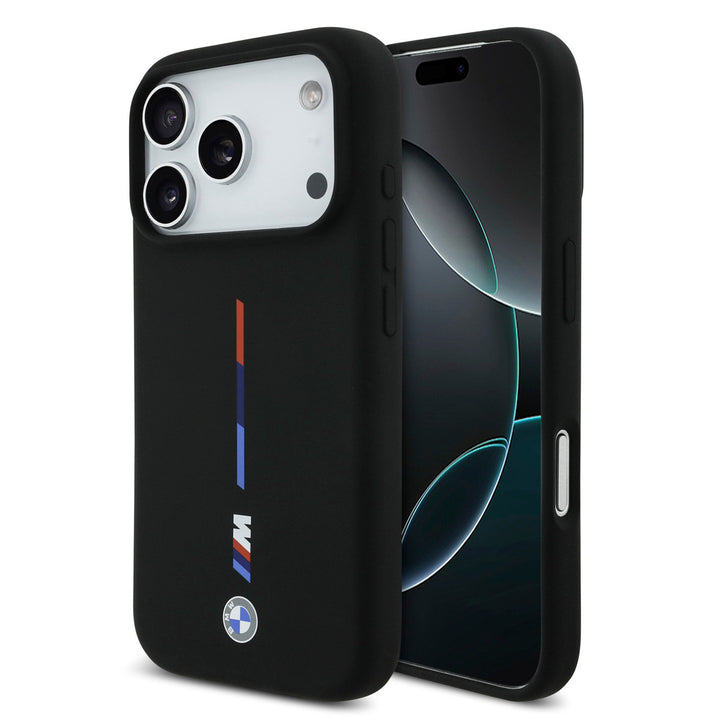BMW iPhone 17 Pro Backcover hoesje - MagSafe - Liquid Silicone - Printed Tricolor - Zwart-Hoesjes-Ilumina Benelux