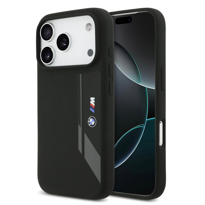 BMW iPhone 17 Pro Backcover hoesje - MagSafe - Liquid Silicone - Vertical Logo - Zwart-Hoesjes-Ilumina Benelux