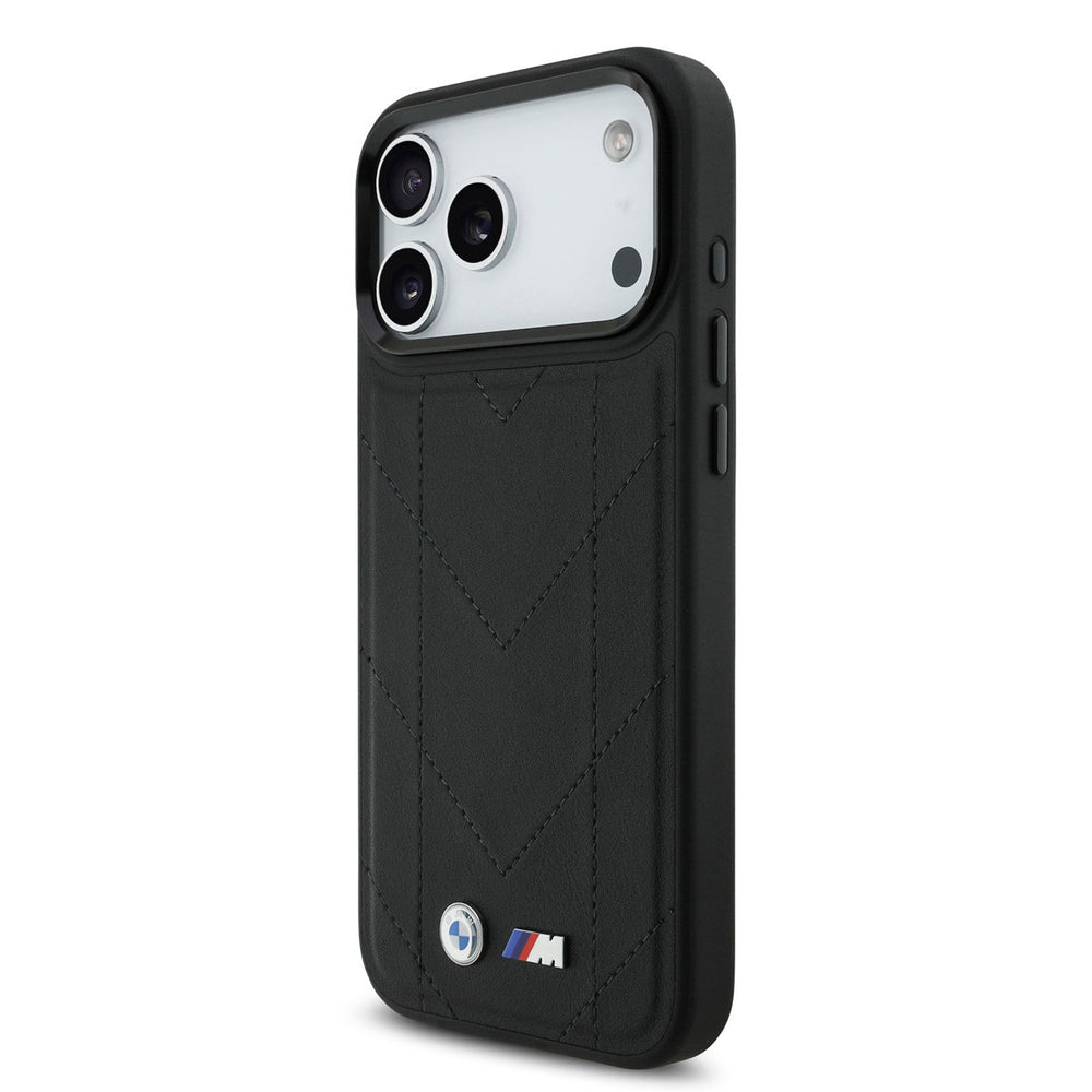 BMW iPhone 17 Pro Max Back Cover hoesje - MagSafe - Quilted Leather - Zwart-Hoesjes-Ilumina Benelux