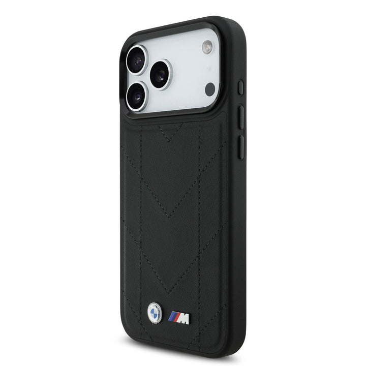 BMW iPhone 17 Pro Max Back Cover hoesje - MagSafe - Quilted Leather - Zwart-Hoesjes-Ilumina Benelux
