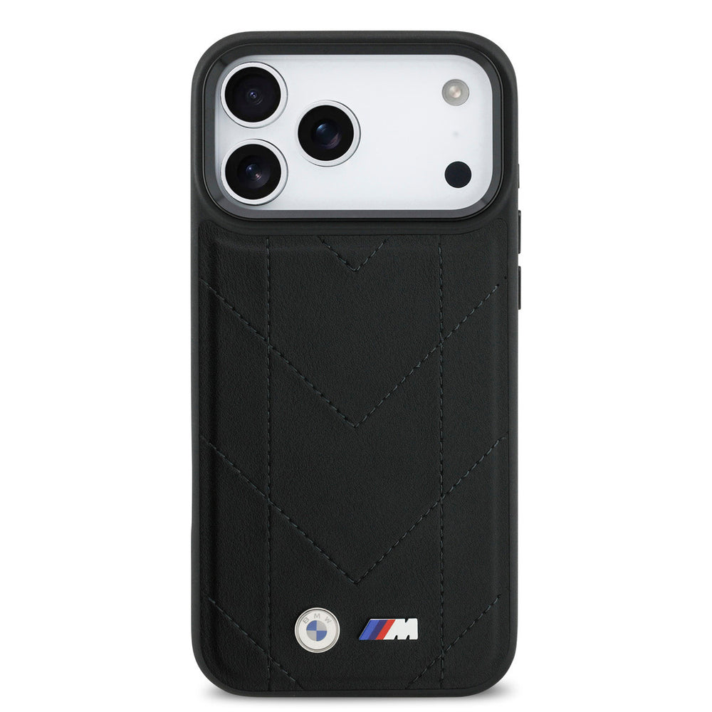 BMW iPhone 17 Pro Max Back Cover hoesje - MagSafe - Quilted Leather - Zwart-Hoesjes-Ilumina Benelux