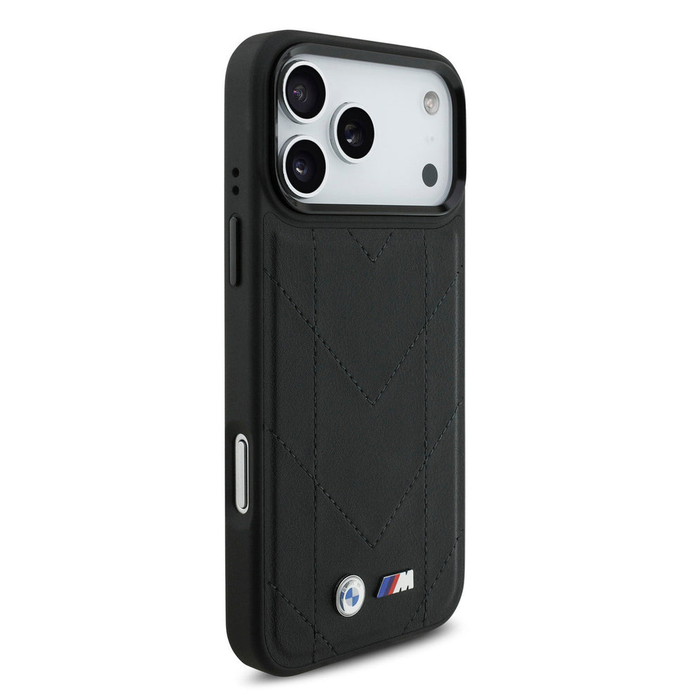 BMW iPhone 17 Pro Max Back Cover hoesje - MagSafe - Quilted Leather - Zwart-Hoesjes-Ilumina Benelux