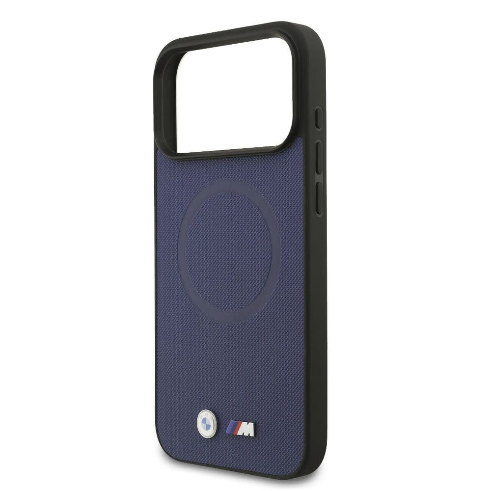 BMW iPhone 17 Pro Max Backcover hoesje - MagSafe - Full Wrapped Leather Case With Metal Logos - Navy-Hoesjes-Ilumina Benelux