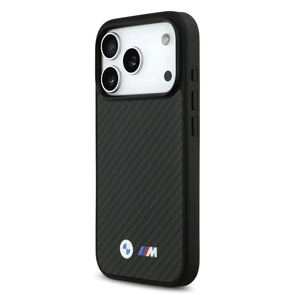 BMW iPhone 17 Pro Max Backcover hoesje - MagSafe Kevlar Case With Metal Logos - Zwart-Hoesjes-Ilumina Benelux
