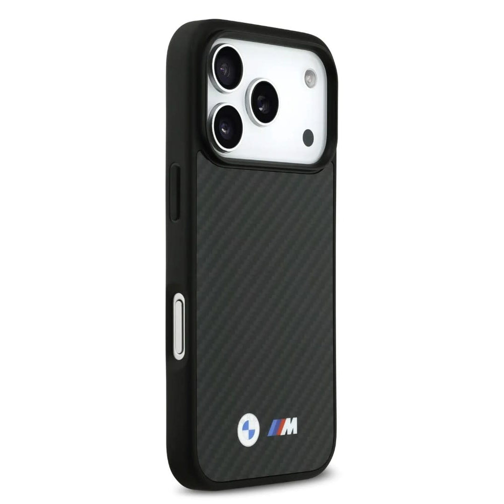 BMW iPhone 17 Pro Max Backcover hoesje - MagSafe Kevlar Case With Metal Logos - Zwart-Hoesjes-Ilumina Benelux