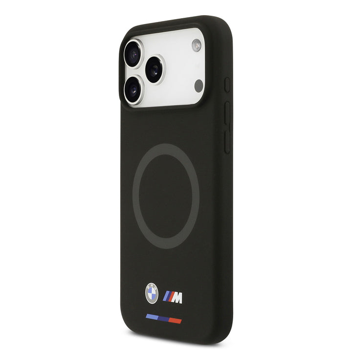 BMW iPhone 17 Pro Max Backcover hoesje - MagSafe - Liquid Silicone Case With Metal Logos - Zwart-Hoesjes-Ilumina Benelux