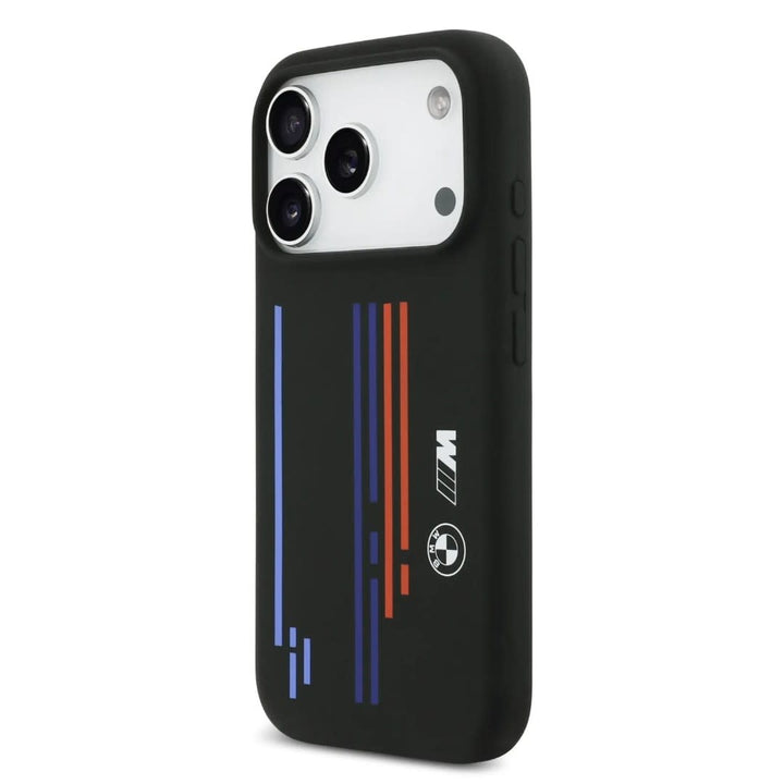 BMW iPhone 17 Pro Max Backcover hoesje - MagSafe - Liquid Silicone Case With Printed Multi-Tricolor - Zwart-Hoesjes-Ilumina Benelux