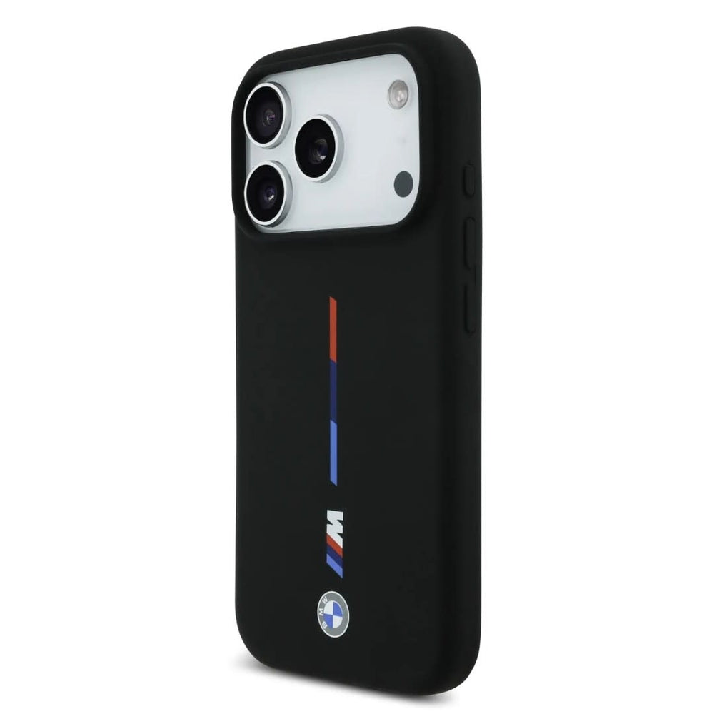BMW iPhone 17 Pro Max Backcover hoesje - MagSafe - Liquid Silicone Case With Printed Tricolor - Zwart-Hoesjes-Ilumina Benelux