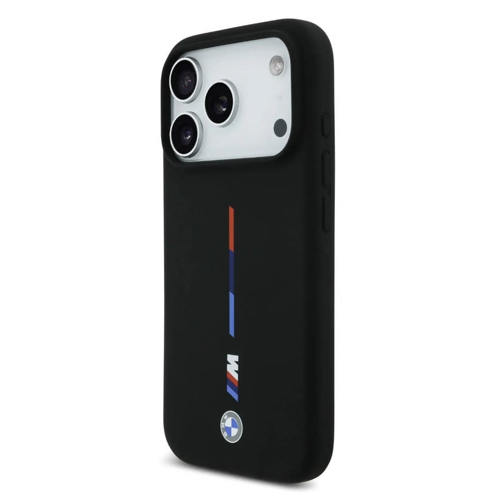 BMW iPhone 17 Pro Max Backcover hoesje - MagSafe - Liquid Silicone Case With Printed Tricolor - Zwart-Hoesjes-Ilumina Benelux
