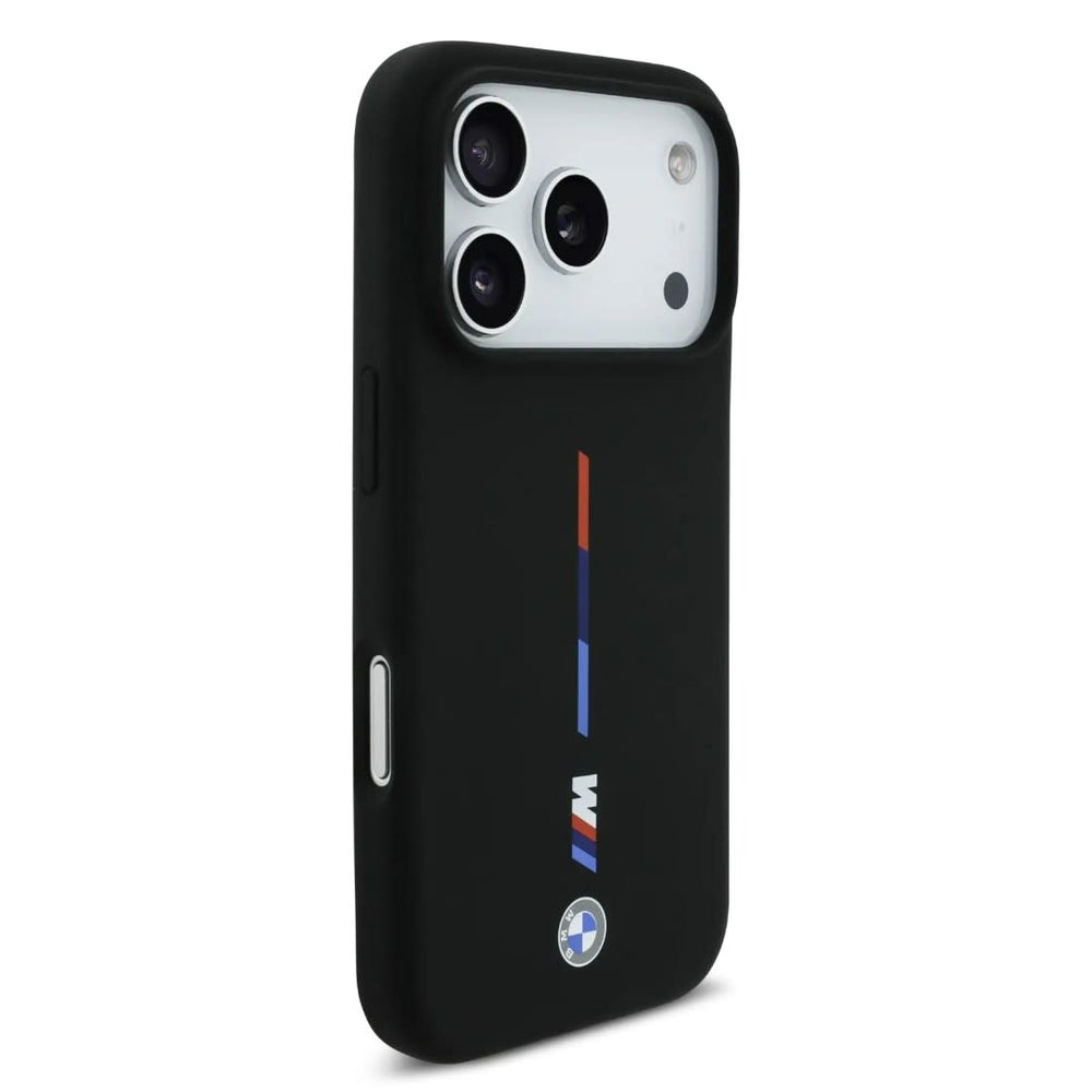 BMW iPhone 17 Pro Max Backcover hoesje - MagSafe - Liquid Silicone Case With Printed Tricolor - Zwart-Hoesjes-Ilumina Benelux