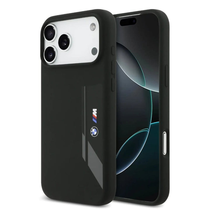 BMW iPhone 17 Pro Max Backcover hoesje - MagSafe - Liquid Silicone Case With Vertical Logo - Zwart-Hoesjes-Ilumina Benelux