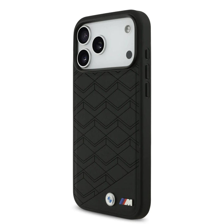 BMW iPhone 17 Pro Max Backcover hoesje - MagSafe - Seat Shaped Leather Case With Metal Logos - Zwart-Hoesjes-Ilumina Benelux